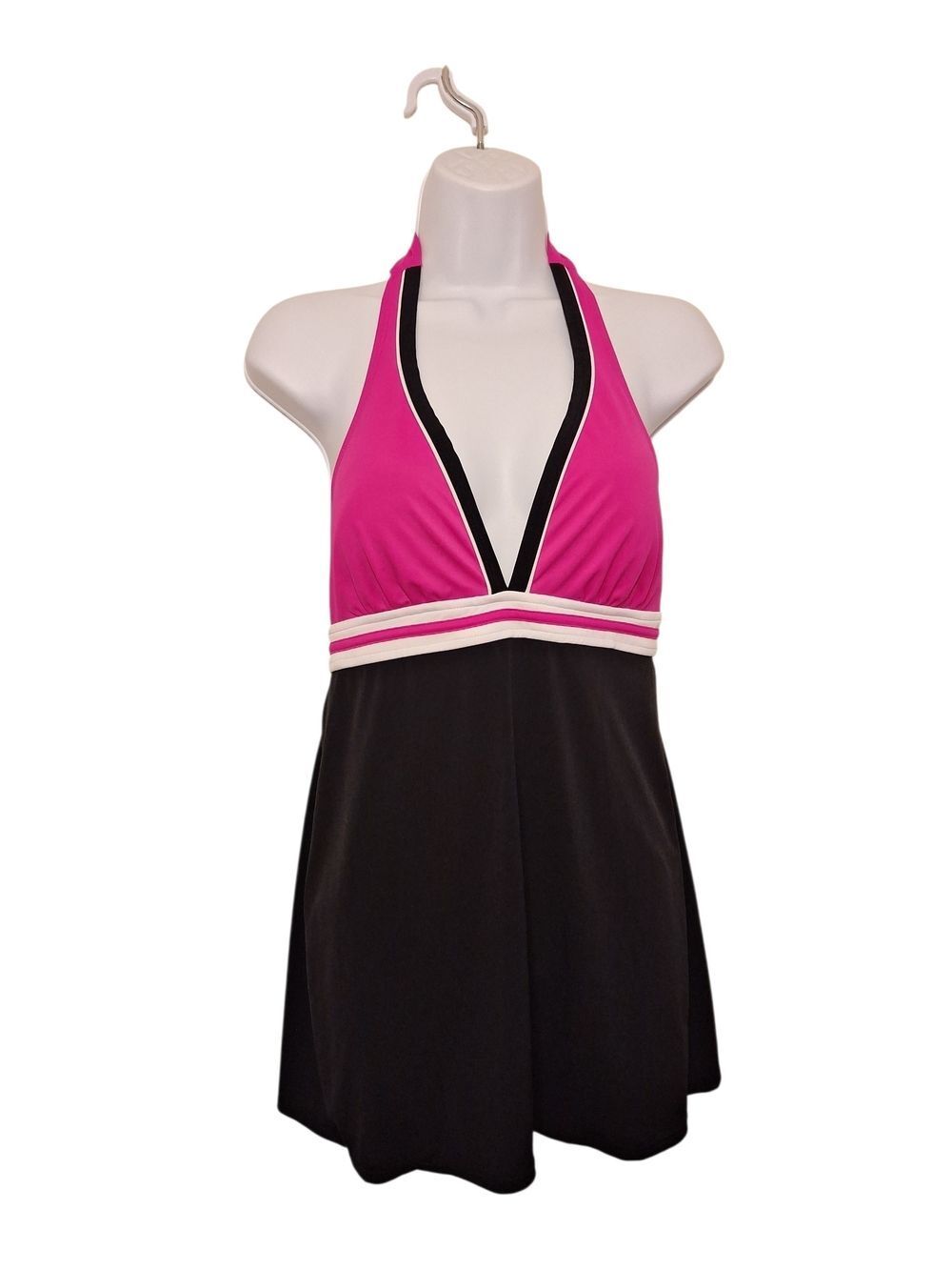 Catalina Pink and Black Halter Swimdress Sz 8-10